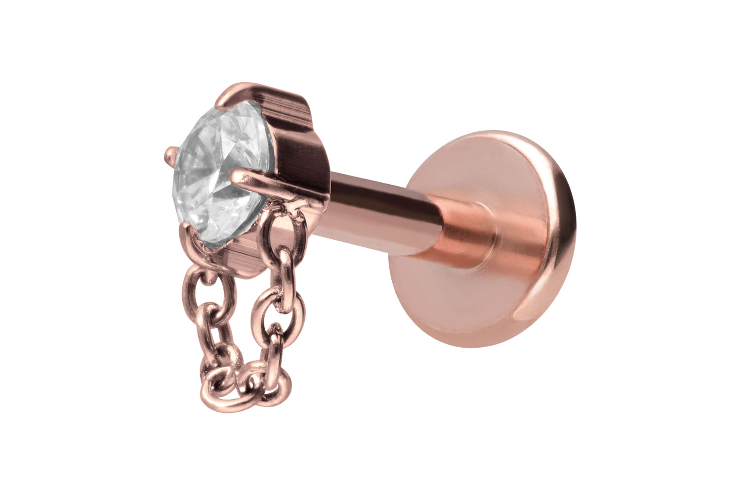 Titan Labret Piercing mit Innengewinde KRISTALL + KETTE